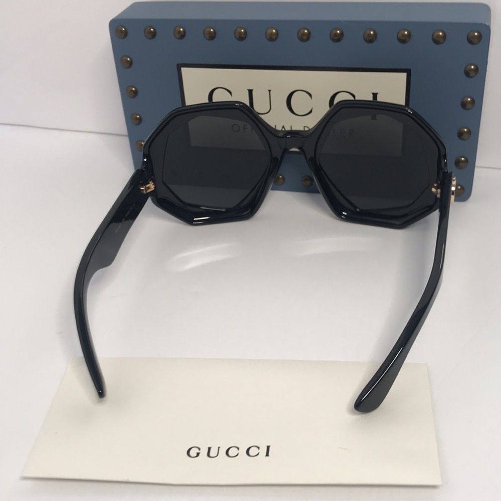 NEW GUCCI GG1242S 001 OVERSIZED ROUND WOMEN’S SUNGLASSES GUCCI GG1242S BLACK - Picture 8 of 13